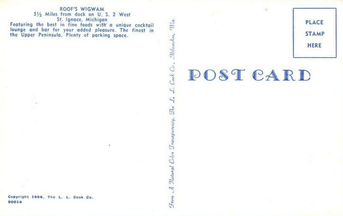 Roofs Wigwam - Vintage Postcard (newer photo)